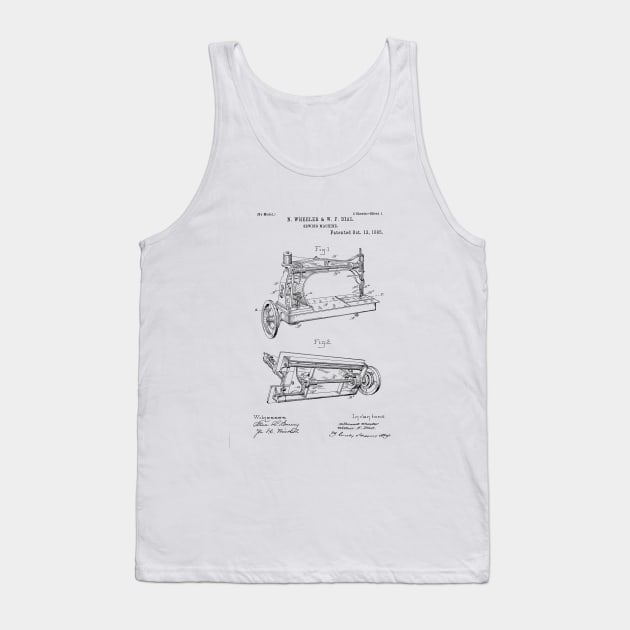 Sewing machine patent drawing Tank Top by skstring